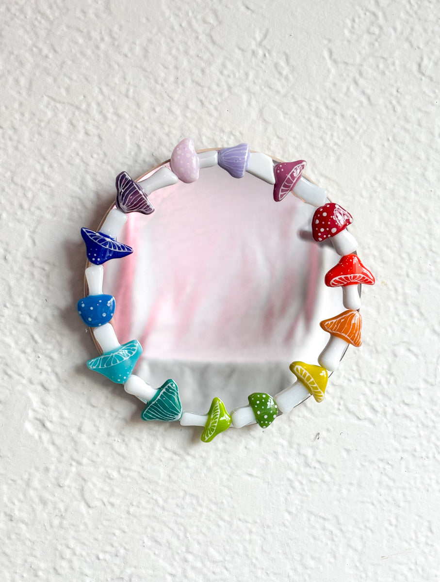 6” Rainbow Mushroom Mirror
