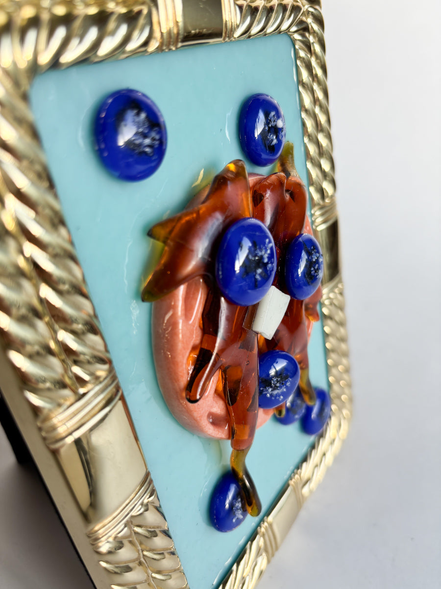 "Order Up: Blueberry Waffle" Framed Glass Collage