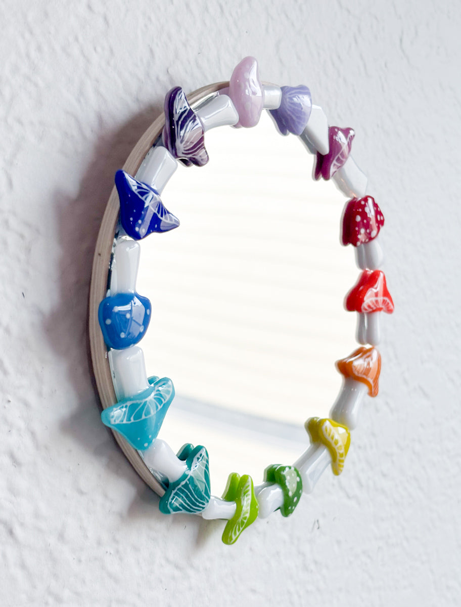 6” Rainbow Mushroom Mirror
