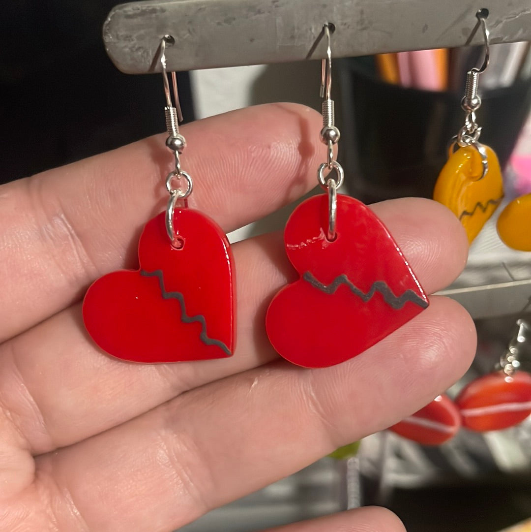 Broken Heart Dangle Earrings