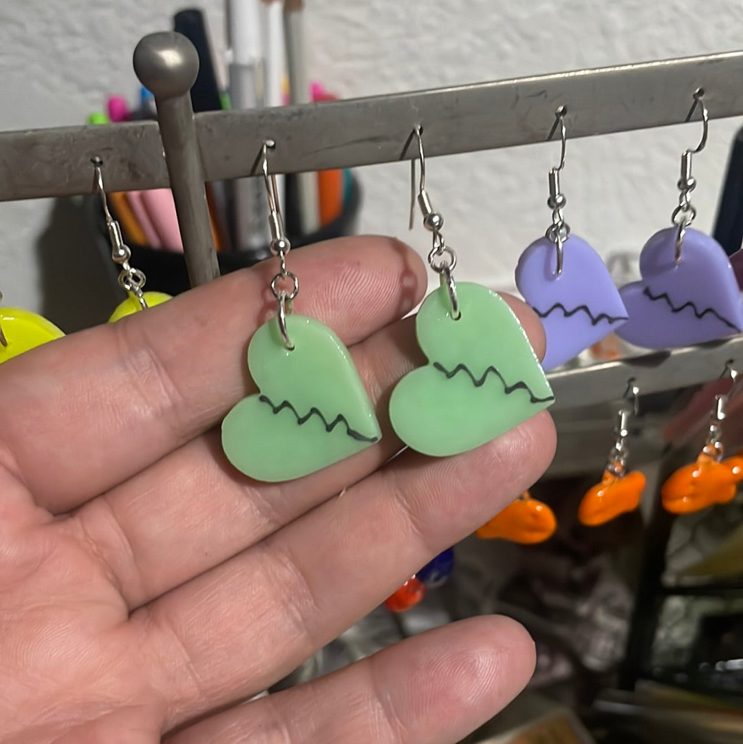 Broken Heart Dangle Earrings
