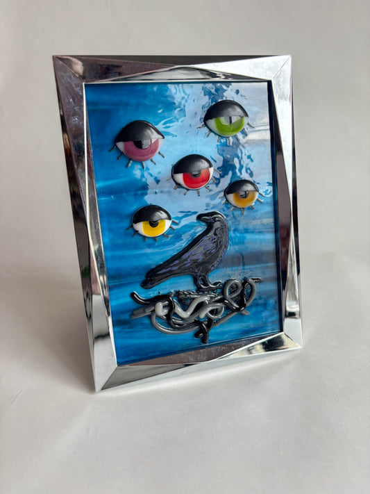 “The Crows Have Eyes 3” Framed Glass Collage