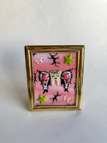 "Tooth Fairy, Tooth Scary" Framed Glass Collage