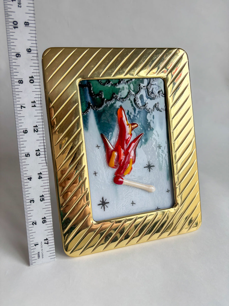 “Burn It All Down” Framed Glass Collage