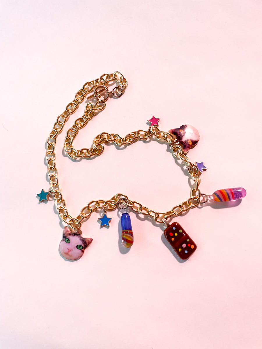 Bi-Coded Cats Charm Necklace