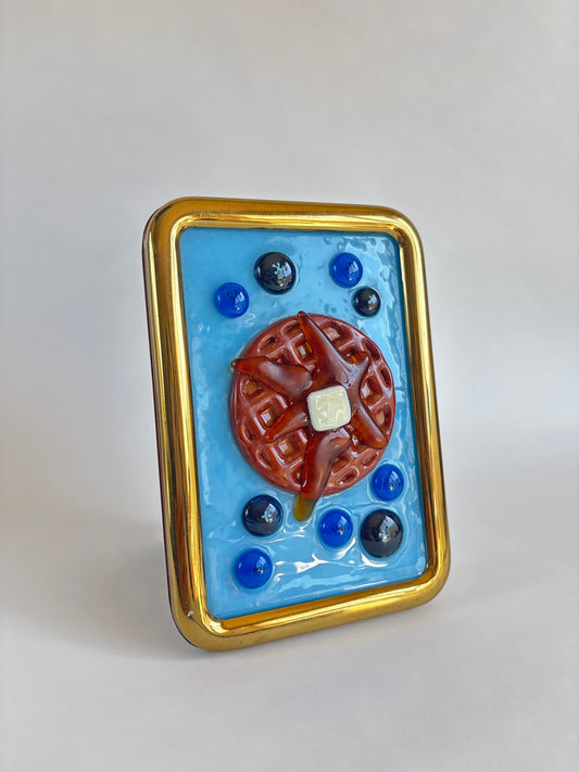 “Blueberry Waffles Forever” Framed Glass Collage