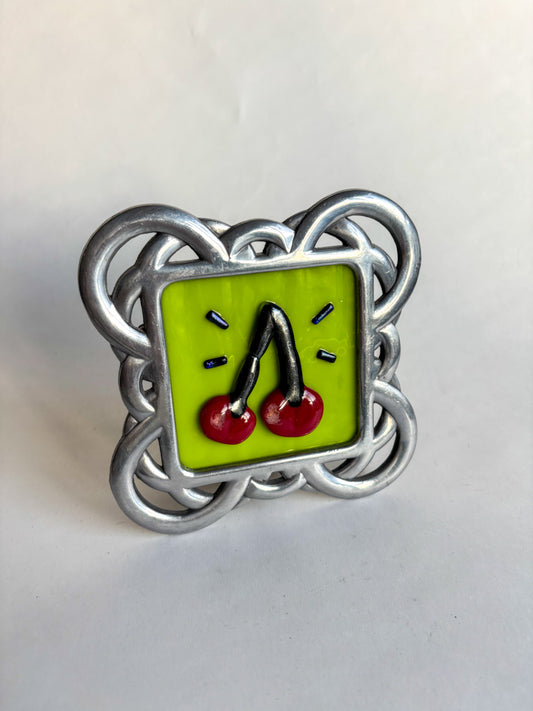 "Celtic Cherries" Framed Glass Collage