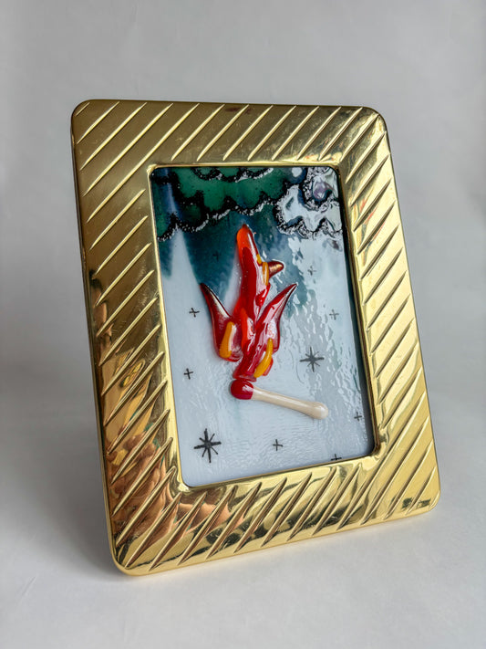 “Burn It All Down” Framed Glass Collage