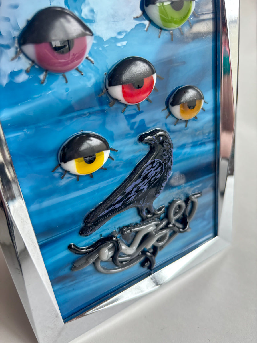 “The Crows Have Eyes 3” Framed Glass Collage