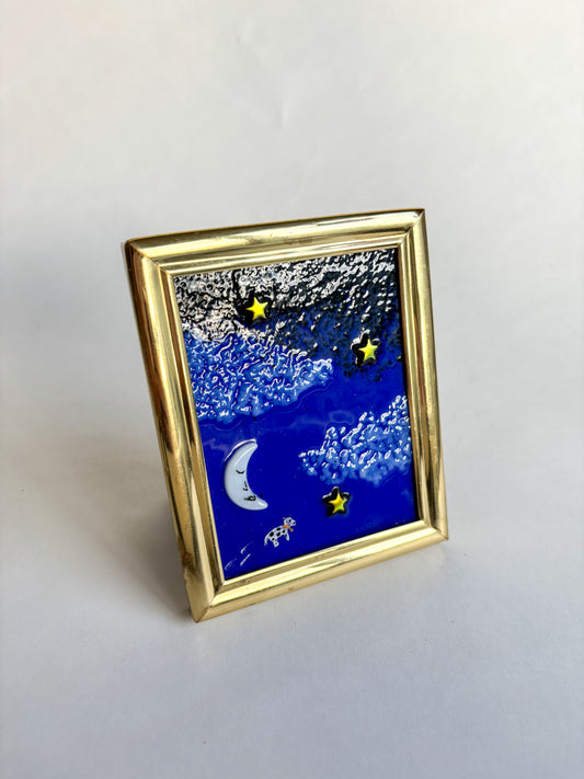 "If You Miss, You'll Land Among the Stars" Framed Glass Collage