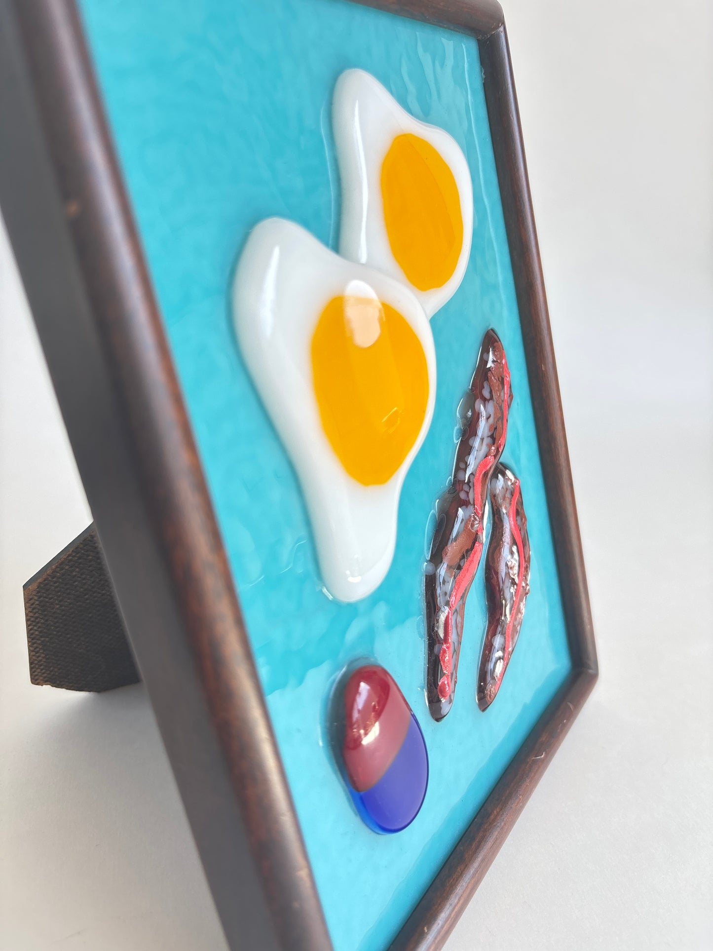 “Breakfast + Medicine” Framed Glass Collage
