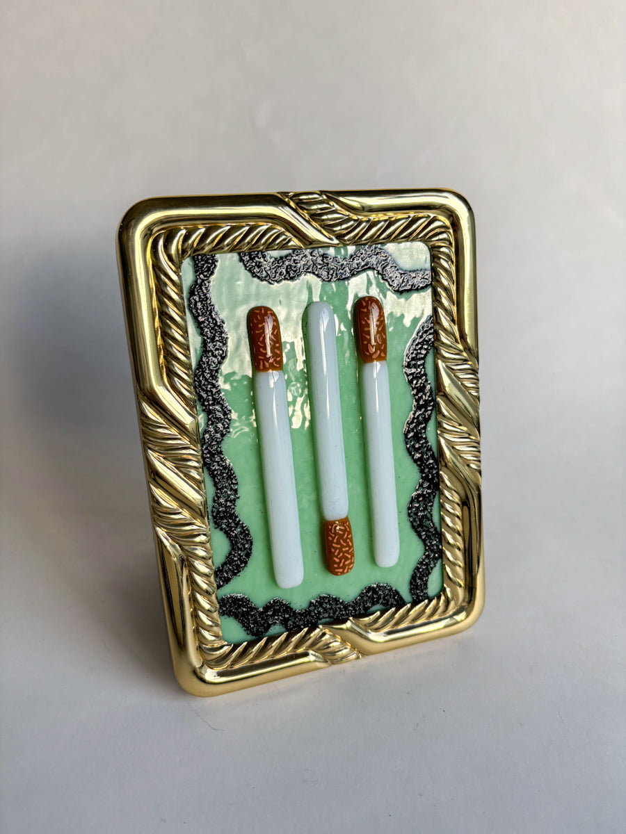 “Memphis Ciggs & Squigs” Framed Glass Collage