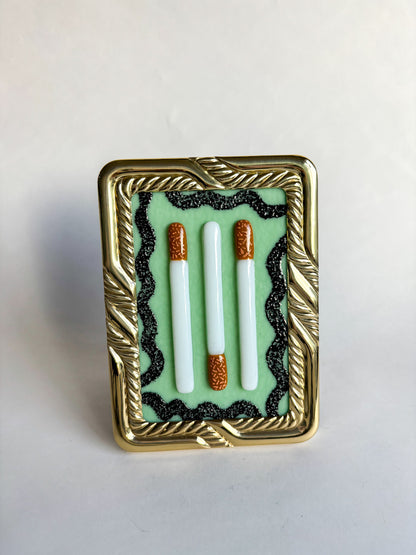 “Memphis Ciggs & Squigs” Framed Glass Collage