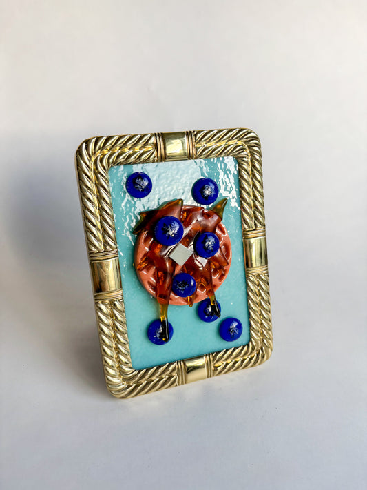 "Order Up: Blueberry Waffle" Framed Glass Collage