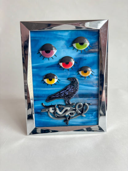 “The Crows Have Eyes 3” Framed Glass Collage