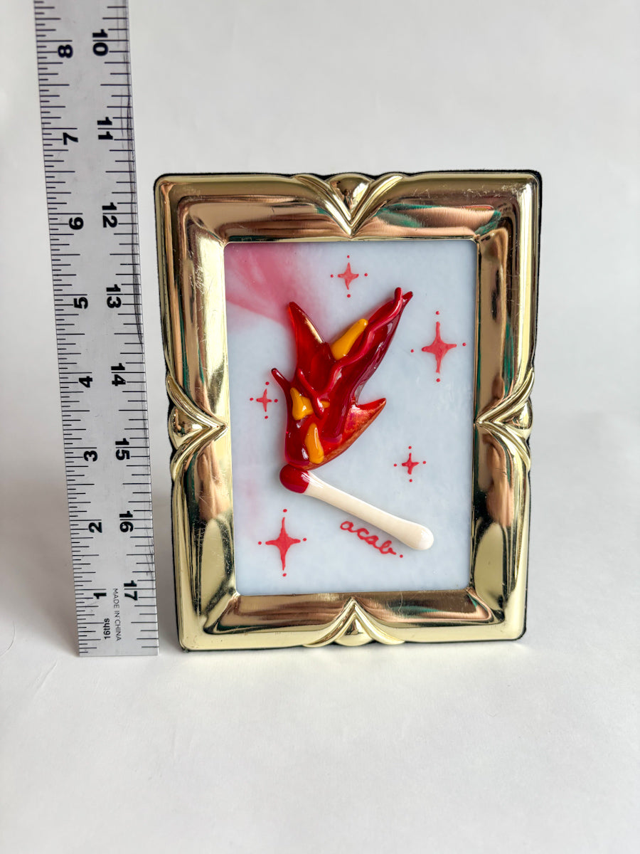 “Light the Match (ACAB)” Framed Glass Collage
