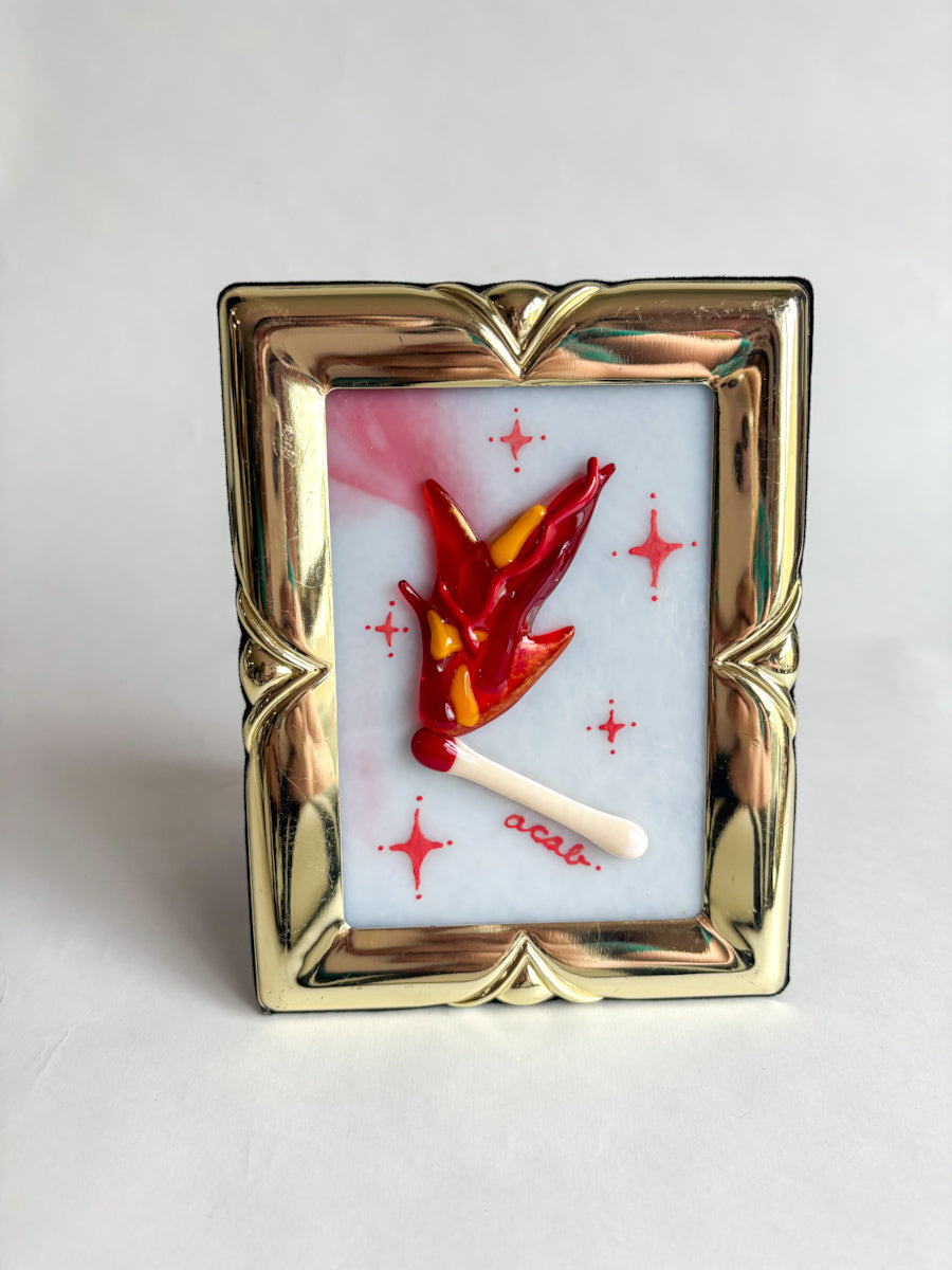 “Light the Match (ACAB)” Framed Glass Collage
