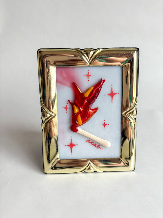 “Light the Match (ACAB)” Framed Glass Collage