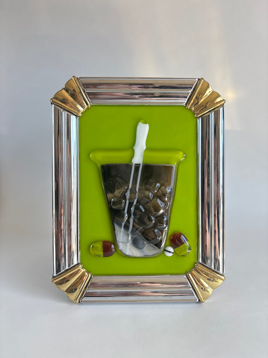 “Coffee + Medicine” Framed Glass Collage