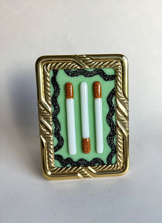 “Memphis Ciggs & Squigs” Framed Glass Collage