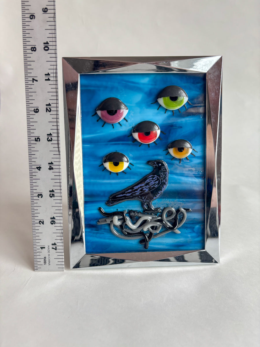 “The Crows Have Eyes 3” Framed Glass Collage