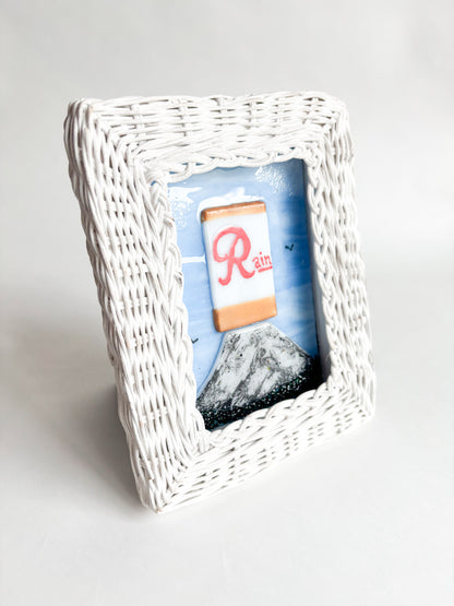 “Mt. Rainier Beer” Framed Glass Collage