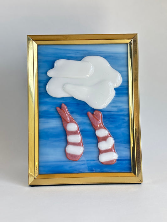 “Shrimp Rain for My Fake Friends” Framed Glass Collage