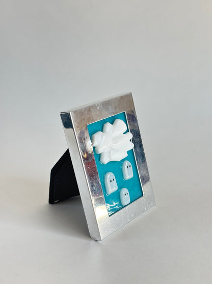“Ghost Drops” Framed Glass Collage